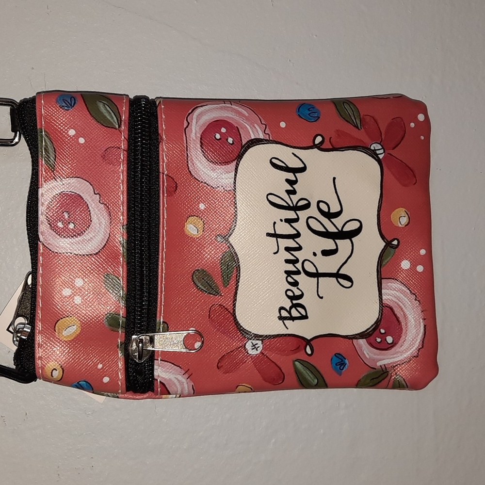 Beautiful Life Crossbody Purse Bag  Floral Design Zipper Closure NEW